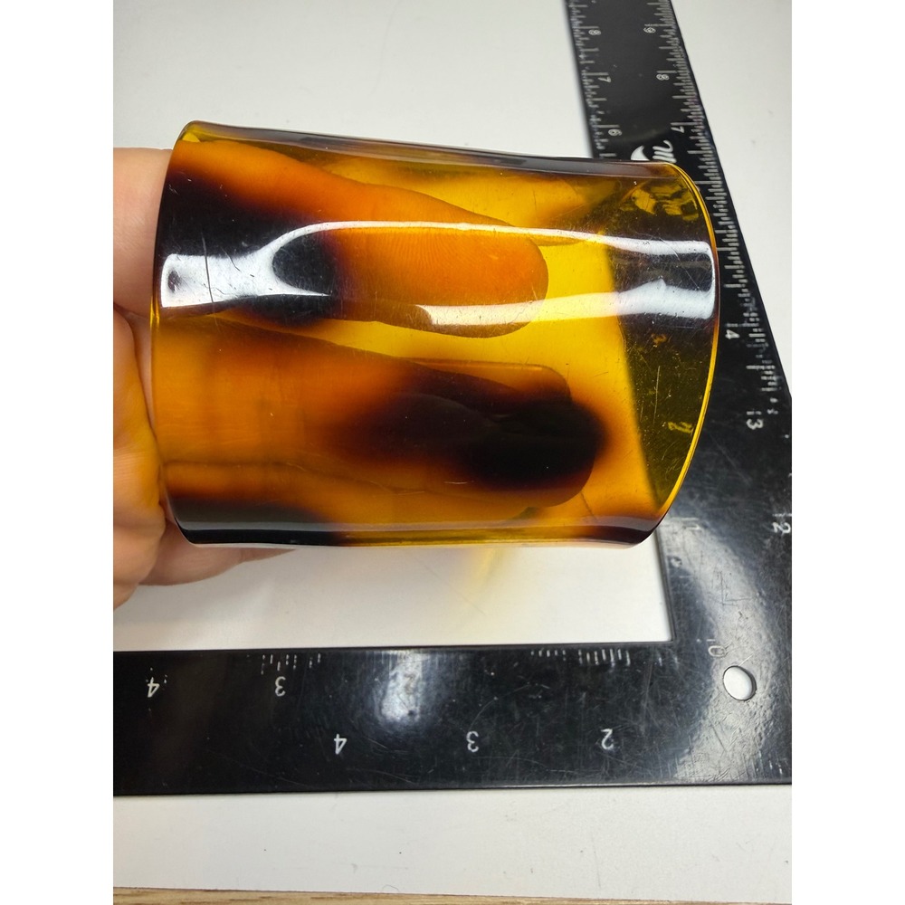 Tortoise Shell Acrylic Cuff Bracelet Wide Amber Brown Translucent Statement